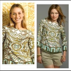 J.Crew Vintage Silk Print Blouse Size 2